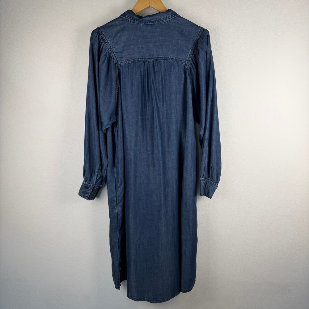 Denim Button-Front Midi Shirt Dress - Blue - Picture 2 of 11